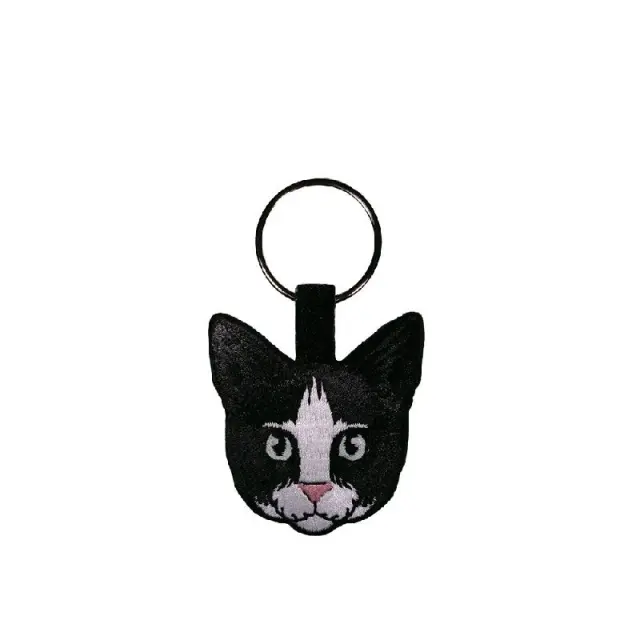 ActionLab Κεντητό Μπρελόκ Black & White Cat Μονόχρωμο 2