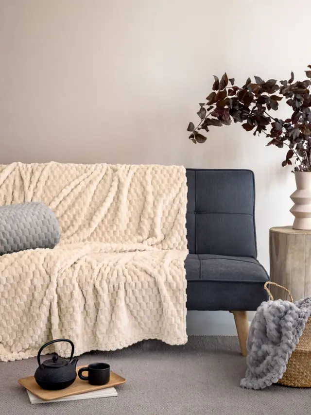 Κουβέρτα 160Χ220 Μονή 350gsm Fleece Palamaiki Aster Flannel Fleece- Creme