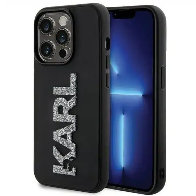 Karl Lagerfeld 3d Logo Glitter Back Cover Μαύρο (iPhone 15 Pro)