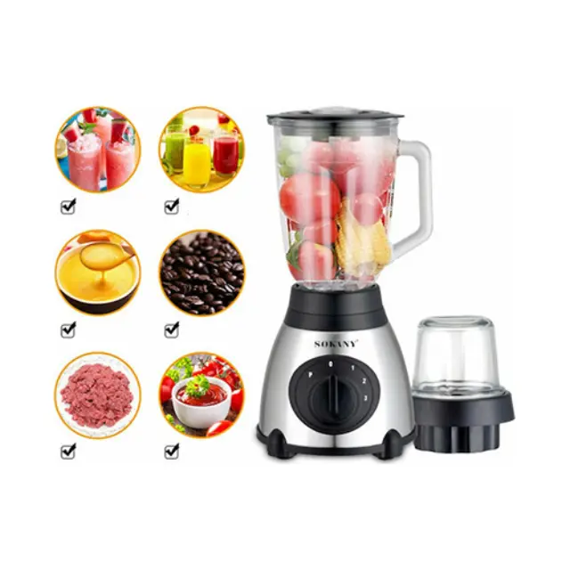 Sokany Μπλέντερ με Γυάλινη Κανάτα 1.5lt 450W Inox SK-144 3