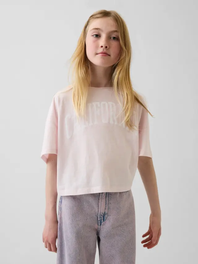 Παιδική Μπλούζα Oversized με Ανοιχτή Λαιμόκοψη Pink dogwood