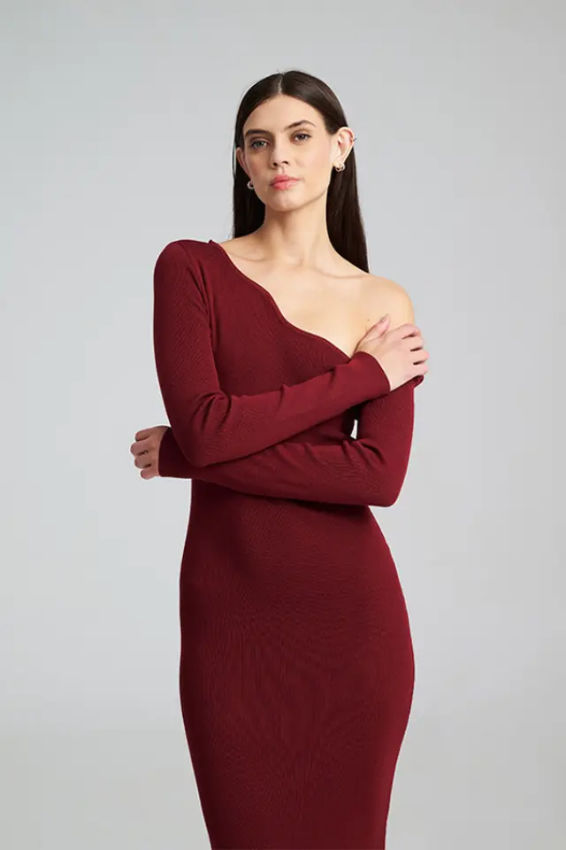 Πλεκτό Φόρεμα με Έναν Ώμο JERRIN KNITTED DRESS 2