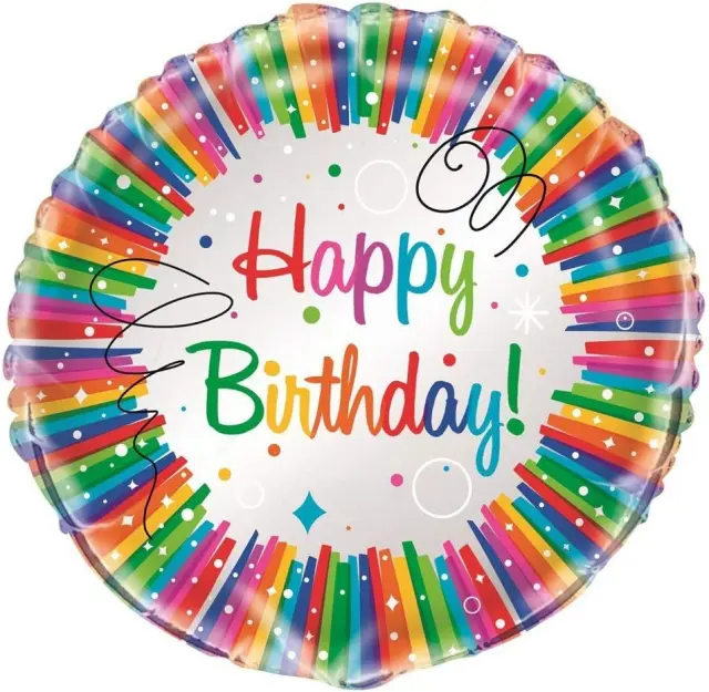 Μπαλόνι Φοιλ 18 Happy Birthday Ribbons Rainbow / 46 εκ