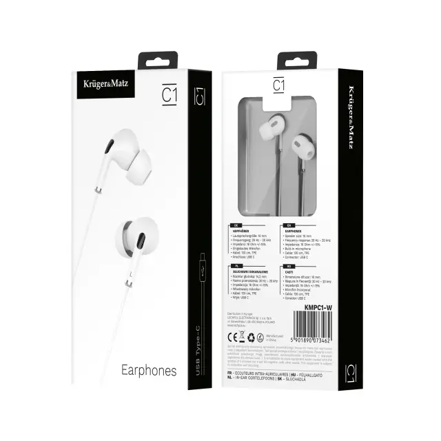 Ακουστικά in-ear USB-C με μικρόφωνο Kruger&Matz C1 λευκά 3