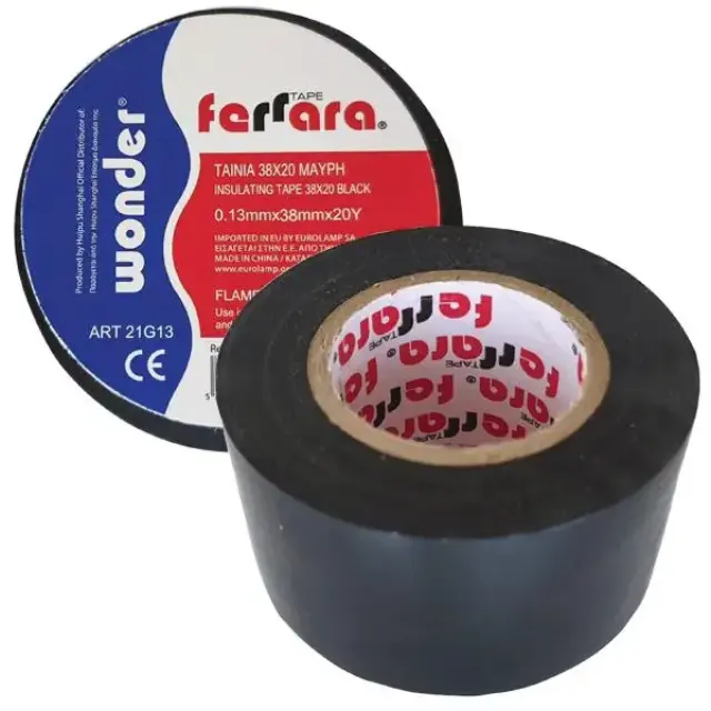 Wonder Μονωτική Ταινία 48mm x 20m Μαύρη PVC Flame Retardant Μαύρο