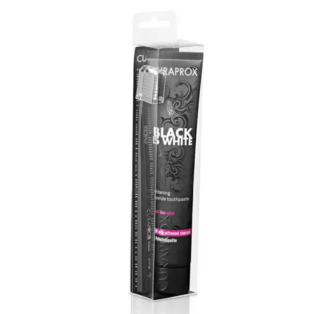 Curaprox Black is White Set CS 5460 Toothbrush & Whitening Toothpaste 90 ml