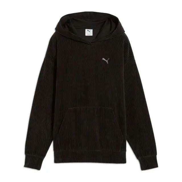 Puma Women's Essentials Elevated Comfort Velour Rib Hoodie Μαύρο 688107-01 (Puma) - Large