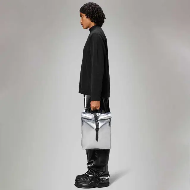 Mini Σακίδιο Πλάτης Rains Rolltop Rucksack 13330-51 Ασημί - ONESIZE 2