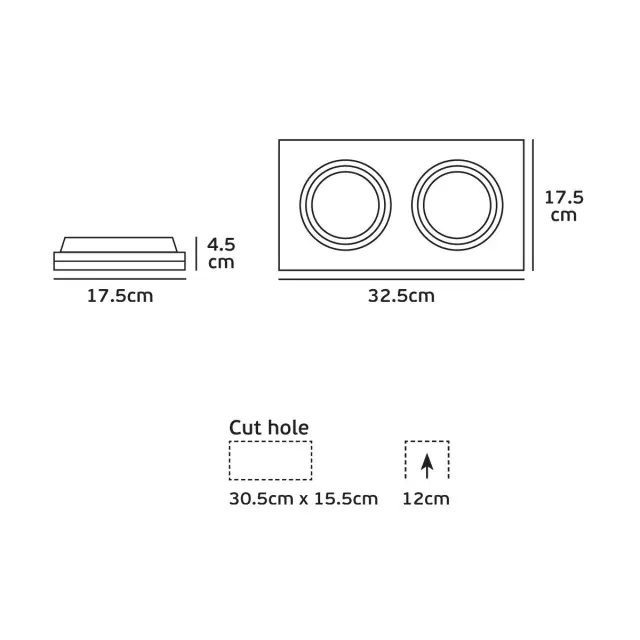 Olo 03116/2/W Διπλό σποτ ορθογώνιο κινητό 32.5x17.5x4.5cm λευκό Άσπρο 2