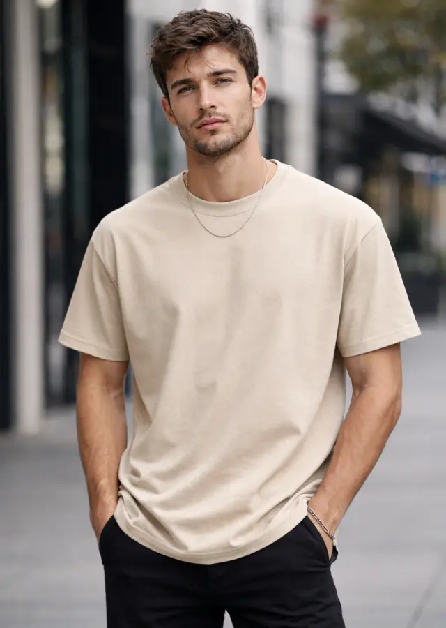 T-shirt Noshame® Oversized Μπεζ με τύπωμα Dominion - 152641 - XXL 2
