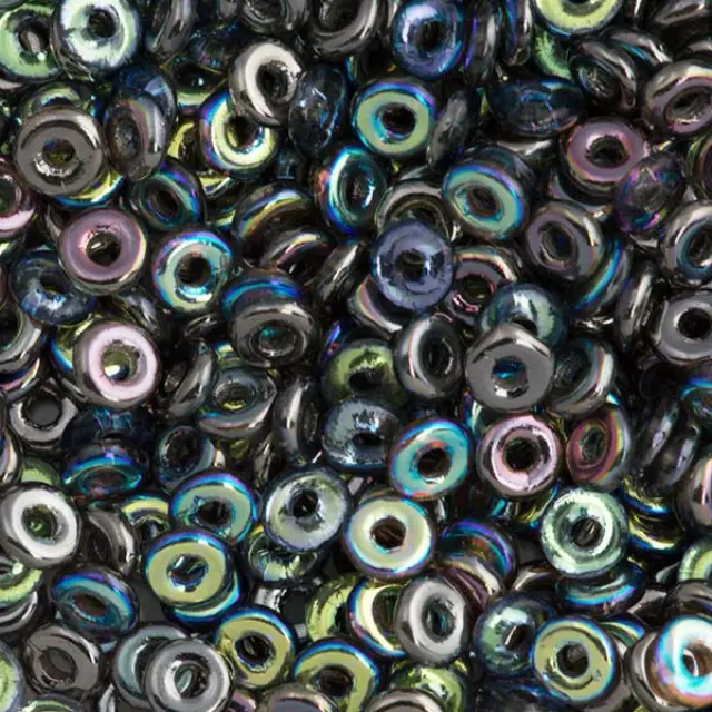 Χάντρα Czech O Beads 3.8mm - Crystal Graphite Rainbow ~7gr