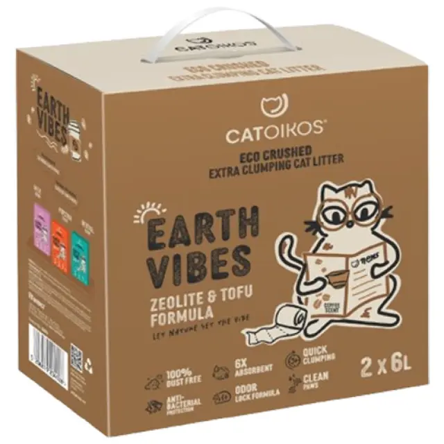 Catoikos Earth Vibes Tofu & Zeolite Coffee Scent Βιοδιασπώμενο Υπόστρωμα Υγιεινής για Γάτες 12L (5Kg) Μονόχρωμο