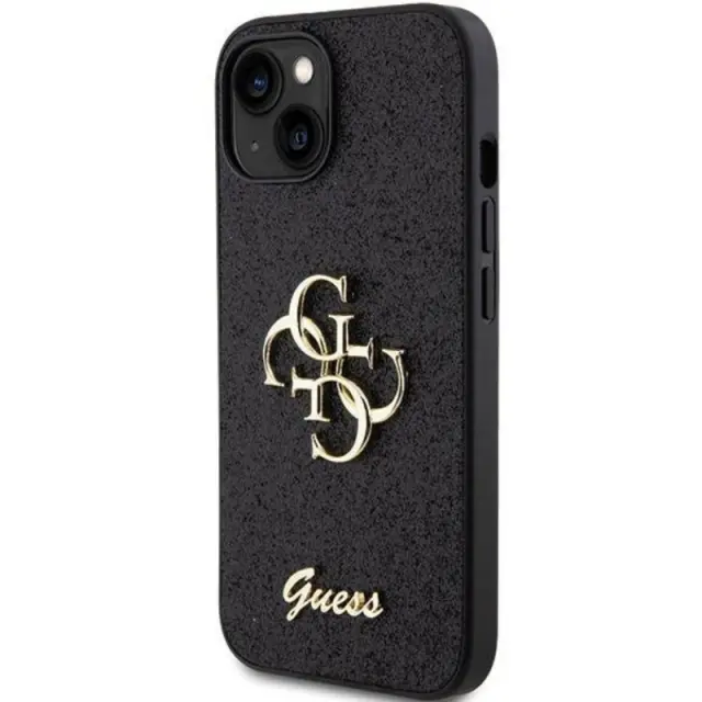 Guess Fixed Glitter 4g Back Cover Μεταλλική Μαύρο (Apple iPhone 15)