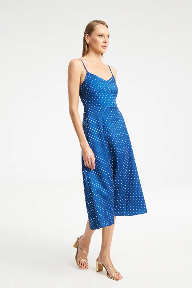 Midi Φόρεμα Πουά με Λεπτές Τιράντες JANICA DRESS - XS 3