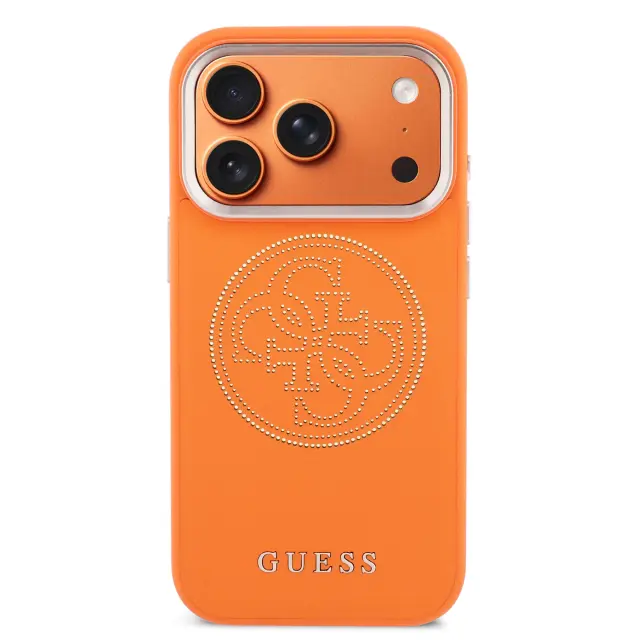 Guess PU Perforated 4G Logo MagSafe Case for iPhone 17 Pro Orange 3