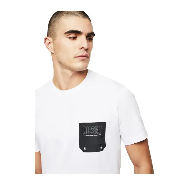 Diesel Ανδρικό Μπλουζάκι Diego Contrast Pocket, Χρώμα Λευκό - S 3