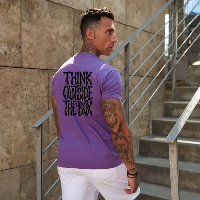 T-shirt Noshame® Μωβ με τύπωμα Think outside the box - 152614 - XXL