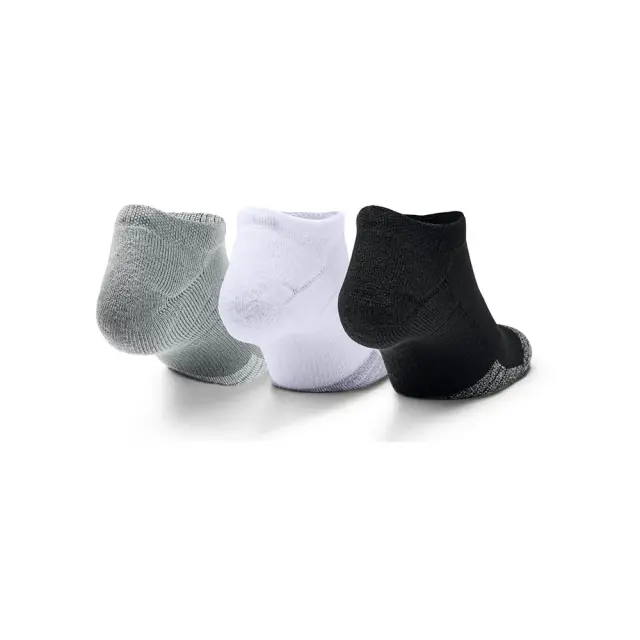 Under Armour Youth Unisex Heatgear 3 Pack No Show Socks Μαύρο - Άσπρο - Γκρι 1375584-035 (Under Armour) - Medium 2