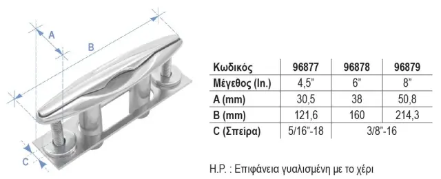 Δέστρα Χωνευτή Inox 316 - 4,5" 2