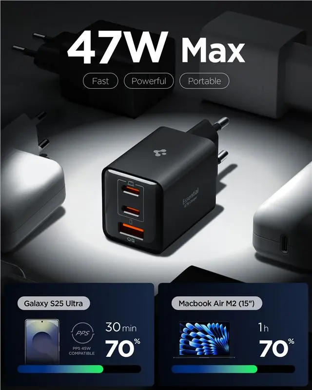 Spigen Essential 47W Wall Charger EE473EU, black 2