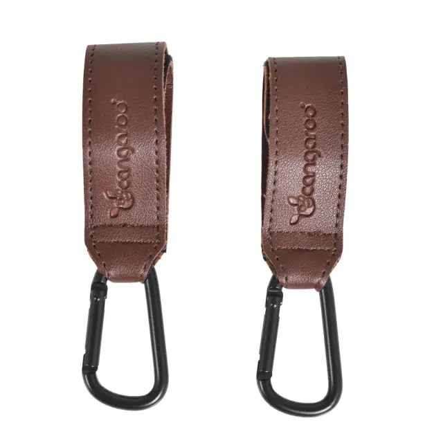 Cangaroo Hold It Γάντζοι Καροτσιού από PU Δέρμα 2τμχ Dark Brown