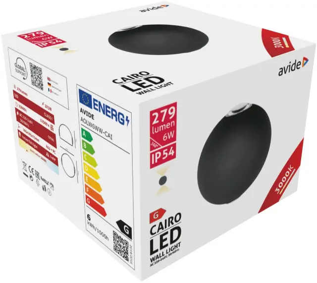 Avide Εξωτερικό Φωτιστικό Τοίχου Cairo 2 Way LED 6W Θερμό 3000K IP54 15.001.0818 2