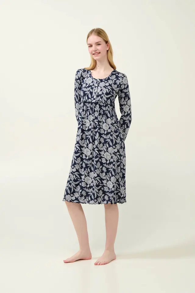 Νυχτικό Εγκυμοσύνης και Θηλασμού Micromodal Vamp 23066 BLUE BLAZER 3