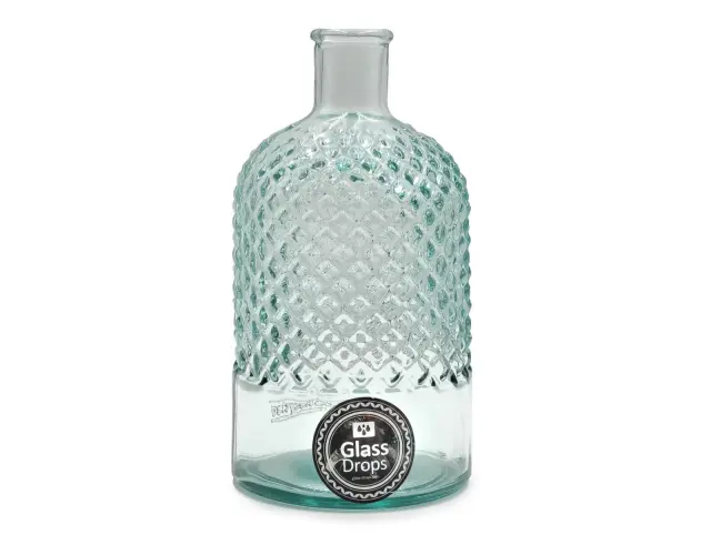 Διακοσμητικό Βάζο Glass Drops Diamante (5989) Aπό 100% ανακυκλωμένο γυαλί, Xωρητικότητας 1.5L, Διαστάσεων Ø 12 x Υ 22 cm 5989 3