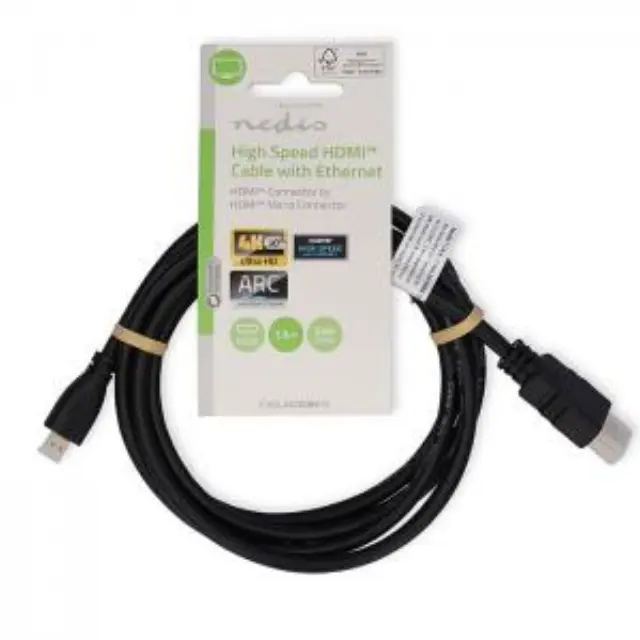 Καλώδιο High speed HDMI with Ethernet, HDMI Micro αρσ. - HDMI αρσ., με επίχρυσες επαφές, 1.50m. 3
