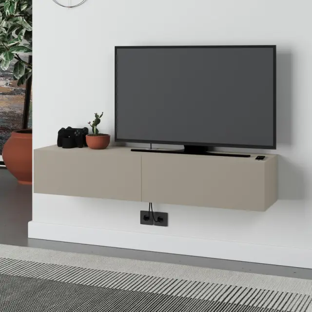 Έπιπλο τηλεόρασης επιτοίχιο Francy Megapap χρώμα sandstone 135x31,7x25εκ.