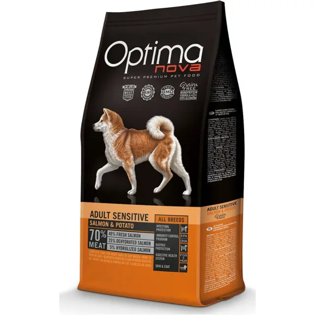 Optima Nova Adult Sensitive Salmon & Potato Ξηρά Τροφή Σκύλου Χωρίς Σιτηρά 12kg