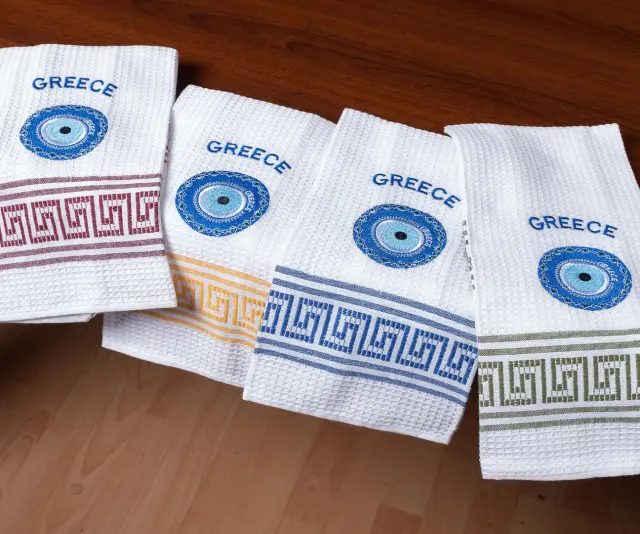 Σετ 12 τεμαχίων ποτηρόπανα (45cm x 65cm) μάτι CRETE - -
