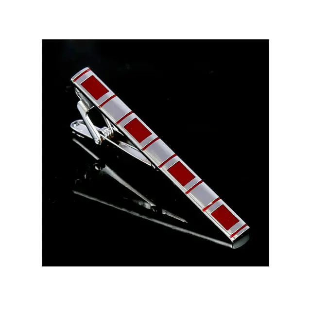 Ασημί Κόκκινο Κλιπ Γραβάτας 6 cm με Σμάλτο – LGD-TC/70/ENAMEL