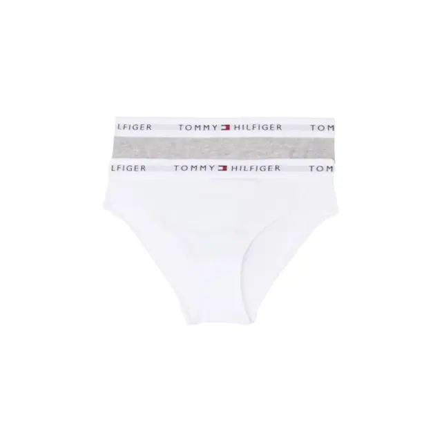 Tommy Hilfiger Παιδικό Slip Κορίτσι TH Signature Logo Waistband - Διπλό Πακέτο, Χρώμα Light Gray Heather-White