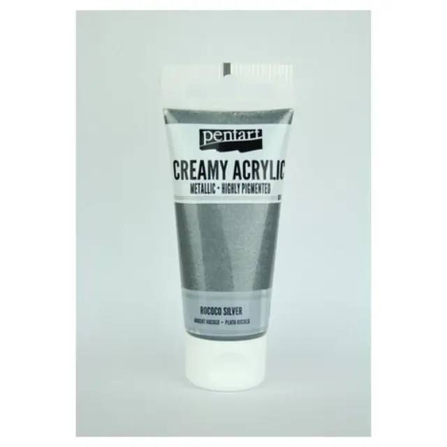 Χρώμα ακρυλικό Creamy 60ml Pentart - Metallic Rococo Silver