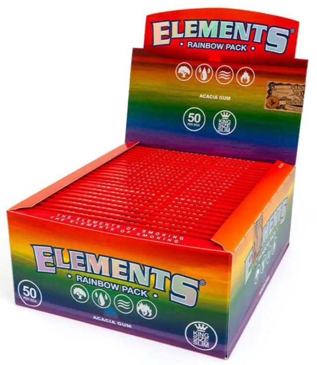 Elements Χαρτάκια - King Size Slim Raindow 32φ. - 50τεμ.
