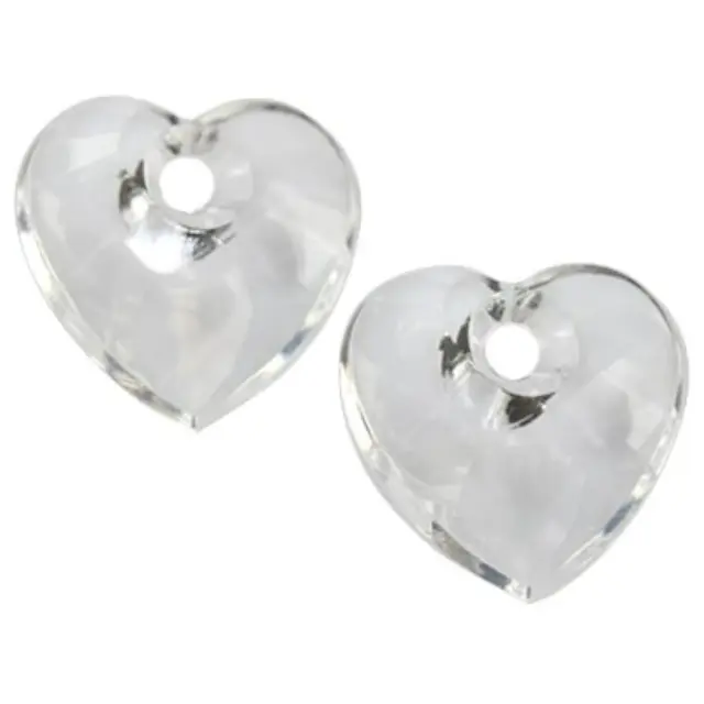 Χάντρα Συνθετική Heart Transparent Ice - 26x26mm - 10τεμ
