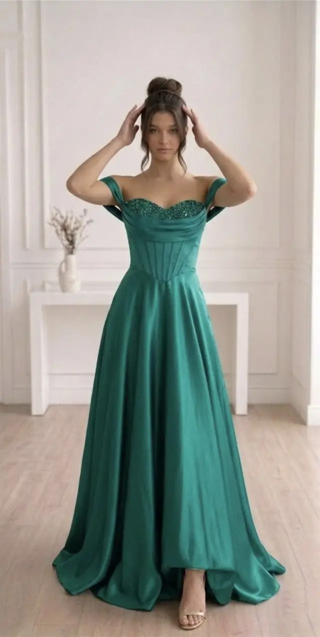 Φόρεμα Σατέν Maxi Off Shoulder Με Κρυσταλλάκια Οινοπνευματί Οινοπνευματί - 44