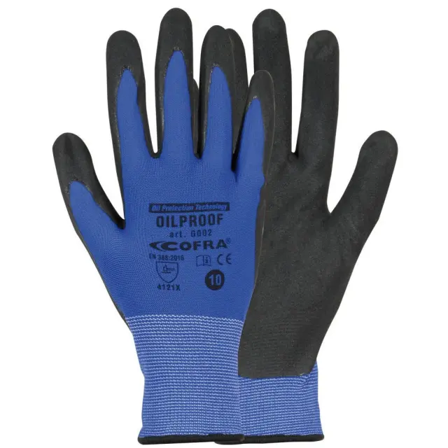 Γάντια Νιτριλίου Cofra Oilproof blue/black - 9 (L)