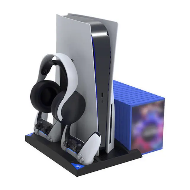 iPega PG-P5013B Βάση Ψύξης + Φόρτισης για PS5 Disc/Digital με 2 Ανεμιστήρες, Φόρτιση 2 DualSense, Βάση Ακουστικών + 17 Παιχνιδιών – Μαύρη