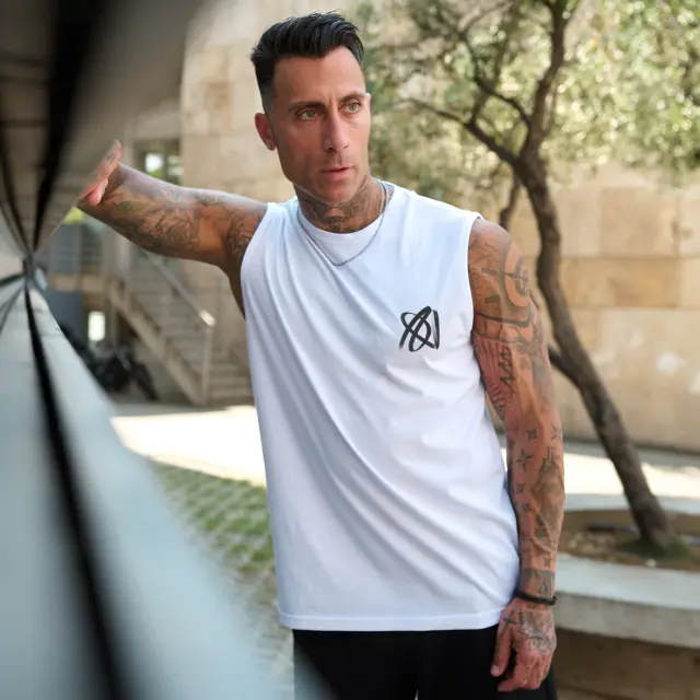 Αμάνικο Noshame® Λευκό με τύπωμα NS Calligraphy - 182539 - XXL 2