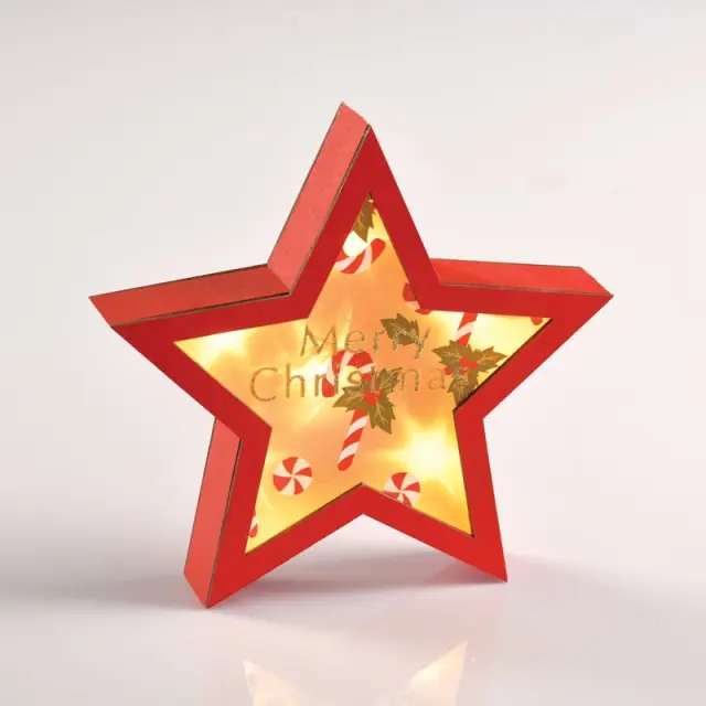 AcaLight Offer ΧΡΙΣΤΟΥΓΕΝΝΙΑΤΙΚΟ ΔΙΑΚΟΣΜΗΤΙΚΟ ΞΥΛΙΝΟ ΚΟΚΚΙΝΟ ΑΣΤΕΡΙ 6 MINI LED ΘΕΡΜΟ ΛΕΥΚΟ ΜΕ ΜΠΑΤΑΤΑΡΙΕΣ 2XAAΑ IP20 230x220mm