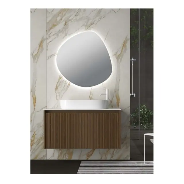 Stone Καθρέπτης Μπάνιου Led 80x79.6cm Γκρι 3