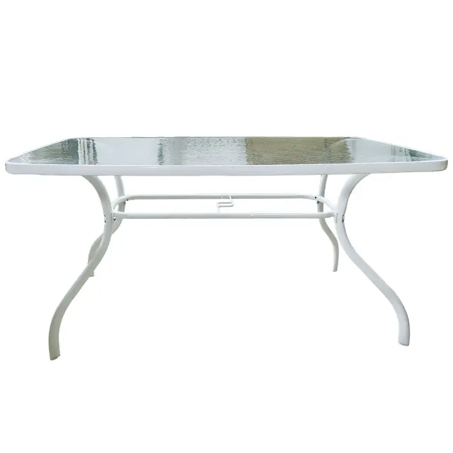 Τραπέζι μεταλλικό λευκό με τζάμι 150x90x73cm Evigri TRA46/15RW