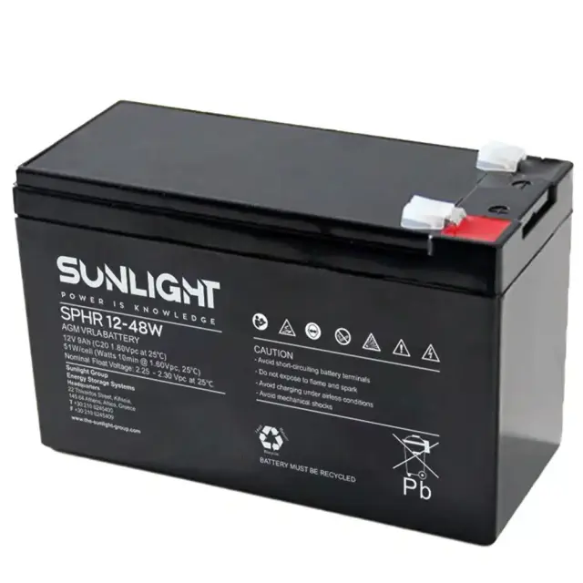 Μπαταρία Μολύβδου VRLA Sunlight SPHR 12V 48W 8.2Ah High Rate