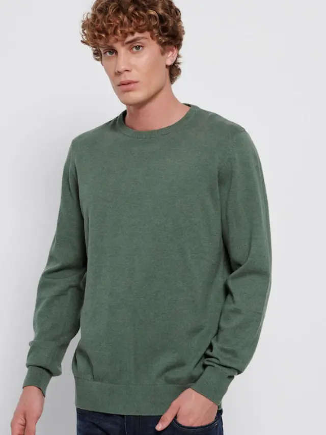 Funky Buddha Pullover Olive Green Mel FBM006-001-09