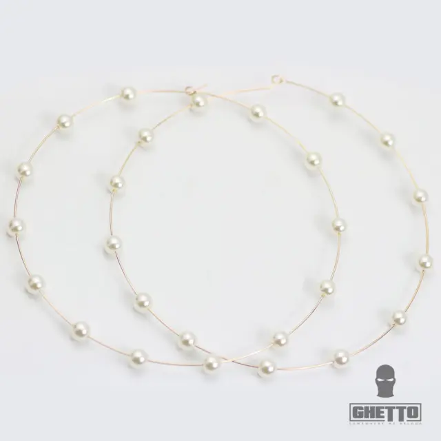 Ghetto Earrings Pearl Round Circle Hoop