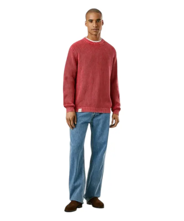 Pepe Jeans - Ανδρικό Πουλόβερ Βαμβακερό Neck Jumper PM7000022-285 Κόκκινο 2