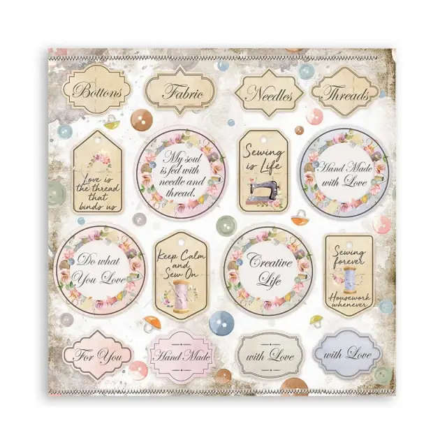 Σετ 10 Χαρτιά Scrapbooking Stamperia Διπλής Όψης - Romantic Threads - 30x30cm 3