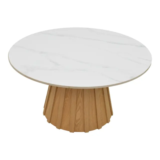 Τραπέζι σαλονιού Franzel pakoworld sintered stone σε όψη μαρμάρου-mdf σε φυσική απόχρωση Φ80x40εκ 3